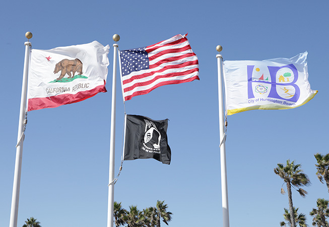 Flags of the US, California and HBCU